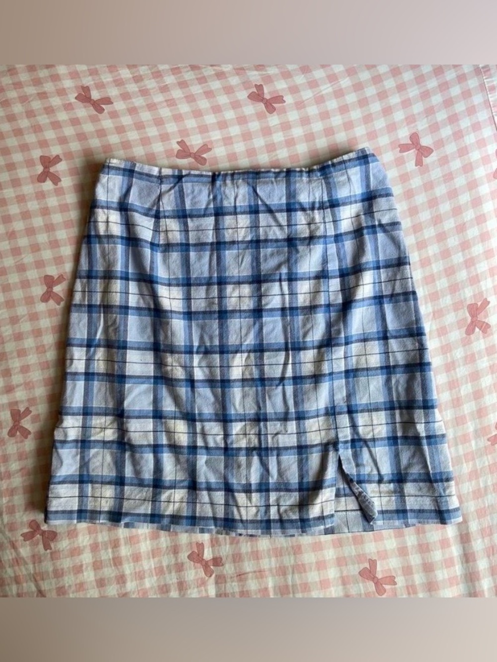 Basic Editions Blue Plaid Mini Skirt
